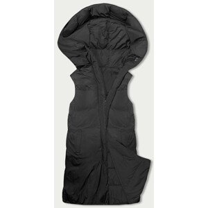 Čierna obojstranná oversize vesta s kapucňou (V724) odcienie czerni 46