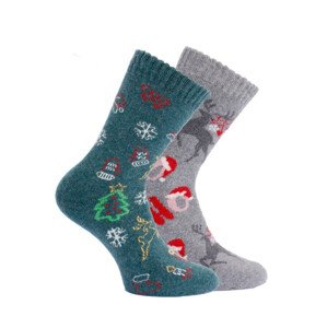 Dámske ponožky WiK 37896 Winter Wonder Land A'2 zeleno-šedá světlá melanž 39-42