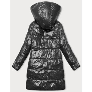 Čierno-ecru hrubšia dámska zimná obojstranná bunda (V768G) odcienie czerni 3XL