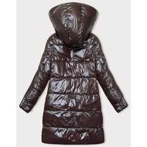 Hnedo-ecru hrubšia dámska zimná obojstranná bunda (V768G) odcienie brązu 3XL
