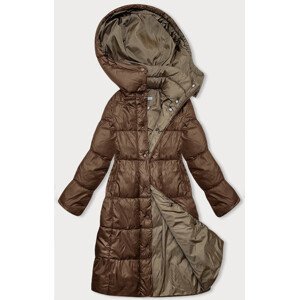 Dlhá hnedá dámska zimná bunda (YP-22073-80) odcienie brązu L (40)