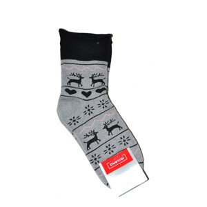 Netlačiace dámske zimné ponožky Milena 0118 X-MAS Froté 37-41 šedočerná 37-41