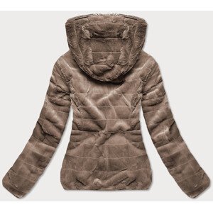 Krátka obojstranná dámska zimná bunda v kakaovej farbe (M832X) Béžová M (38)