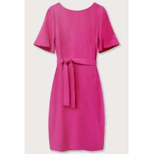 Tužkové šaty v amarantové barvě s páskem (313ART) Barva: Růžová, Velikost: S (36)