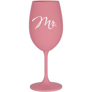 MR. - růžová sklenice na víno 350 ml