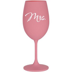 MRS. - růžová sklenice na víno 350 ml