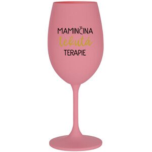 MAMINČINA TEKUTÁ TERAPIE - růžová sklenice na víno 350 ml