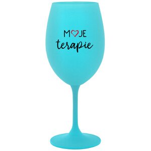 MOJE TERAPIE - tyrkysová sklenice na víno 350 ml