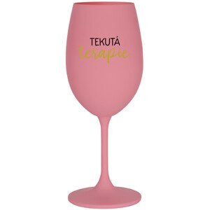 TEKUTÁ TERAPIE - růžová sklenice na víno 350 ml