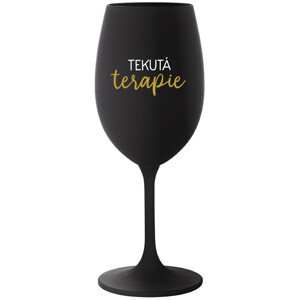 TEKUTÁ TERAPIE - černá sklenice na víno 350 ml