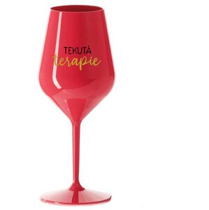 TEKUTÁ TERAPIE - červená nerozbitná sklenice na víno 470 ml