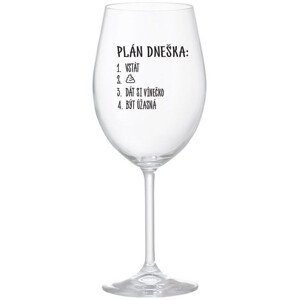 PLÁN DNEŠKA - VSTÁT - čirá sklenice na víno 350 ml