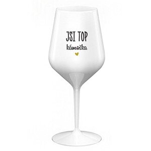 JSI TOP KÁMOŠKA - bílá nerozbitná sklenice na víno 470 ml