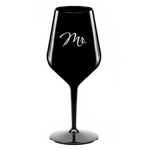 MR. - černá nerozbitná sklenice na víno 470 ml