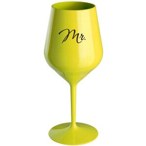 MR. - žlutá nerozbitná sklenice na víno 470 ml