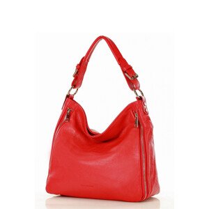 Dámská přírodní kožená taška model 140754 - Mazzini Velikost: UNI, Barvy: červená