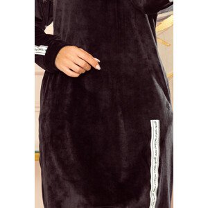 Černá velurová dámská mikina s kapucí a kapsami model 14376793 S - numoco