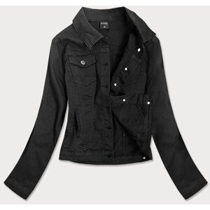 Jednoduchá černá dámská džínová bunda s kapsami model 15032356 Černá M (38) - M.B.J.