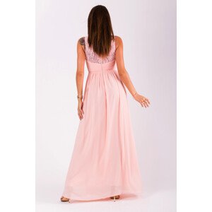 Společenské dámské šaty bez rukávů dlouhé růžové Růžová  S model 15042527 - EVA&LOLA