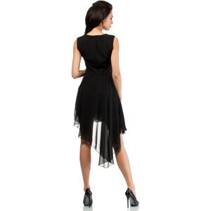 Dámské společenské šaty s asymetrickou sukní černé - Černá / XL - MOE XL