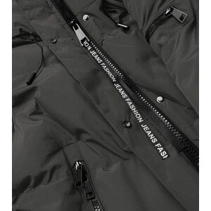 Dlhá zimná bunda v khaki farbe s kožušinovou podšívkou (2M-011) zielony XXL (44)