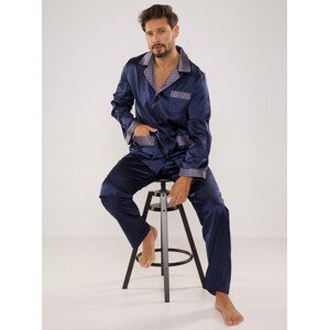 Pánské saténové pyžamo model 11329360 - De Lafense Barva: šedá, Velikost: XL