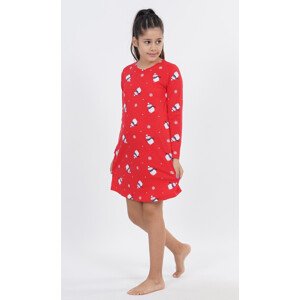 Detská nočná košeľa s dlhým rukávom Snehuliaci červená 9 - 10