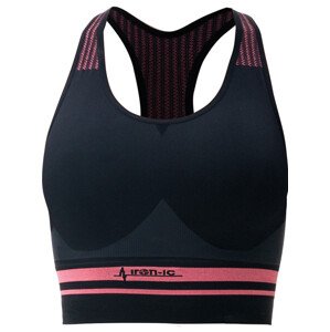 Sportovní podprsenka fitness IRON-IC - střední podpora - černo-růžová Barva: Černo-růžová, Velikost: Možnost: M/L