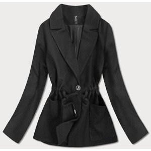 Krátký černý volný dámský kabát model 16148201 černá XXL (44) - ROSSE LINE
