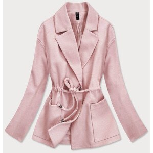 Krátký růžový volný dámský kabát model 16148742 růžová S (36) - ROSSE LINE