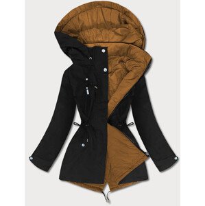 Černo-karamelová oboustranná dámská bunda (W502-1) Barva: odcienie brązu, Velikost: 46