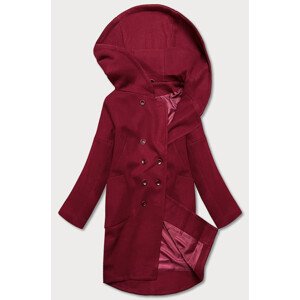 Dámský kabát plus size v bordó barvě s kapucí model 17099568 Kaštan XXL (44) - ROSSE LINE
