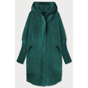 Dlouhý zelený vlněný přehoz přes oblečení typu "alpaka" s kapucí model 17099712 Zelená jedna velikost - MADE IN ITALY