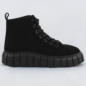 Černé šněrovací boty z imitace semiše model 17153545 černá XL (42) - VIA GIULIA
