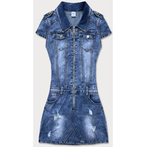 Světle modré džínové šaty s krátkými rukávy model 17244146 Modrá M (38) - GOURD JEANS