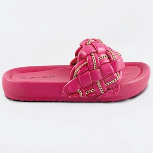 Dámské pantofle ve barvě se páskem a řetízkem Růžová XL (42) model 17352321 - Mix Feel
