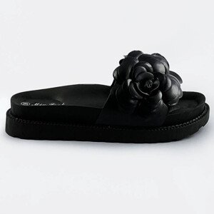 Černé dámské pantofle s květinou model 17352391 černá XL (42) - Mix Feel