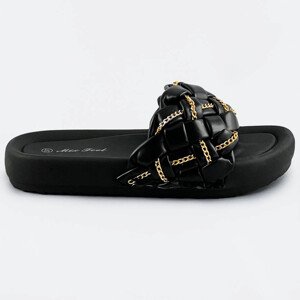 Černé dámské pantofle se páskem a s řetízkem černá XL (42) model 17356911 - Mix Feel