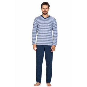 Pánské froté pyžamo model 17517676 modré s pruhy M - Regina