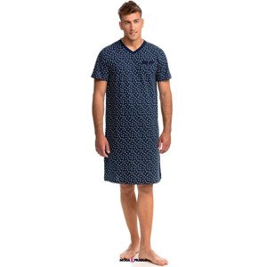 Elegantní pánská košile na spaní model 17555723 M tmavě modrá vzor - Vamp
