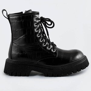Černé dámské šněrovací boty  černá L (40) model 17605948 - WELLSPRING