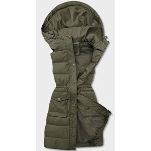 Dámská péřová vesta v army barvě s kapucí model 17814700 khaki L (40) - CANADA Mountain