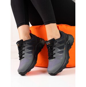 Pěkné  trekingové boty dámské šedo-stříbrné bez podpatku  36