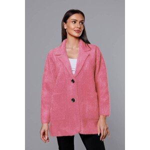 Krátký vlněný přehoz přes oblečení typu alpaka v lososové barvě model 18059153 Růžová ONE SIZE - MADE IN ITALY