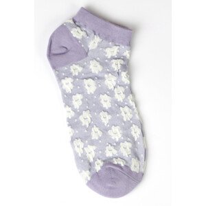 Dámské ažurové ponožky - Květinky  lila UNI