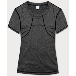 Dámské sportovní tričko T-shirt v grafitové barvě s ozdobným prošitím (A-2166) Barva: šedá, Velikost: S (36)