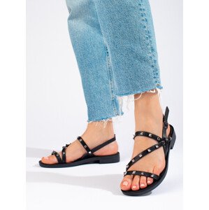 Designové dámské černé  sandály bez podpatku  37