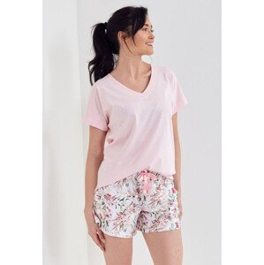 Krátké dámské pyžamo Aromatica růžové Barva: růžová, Velikost: L