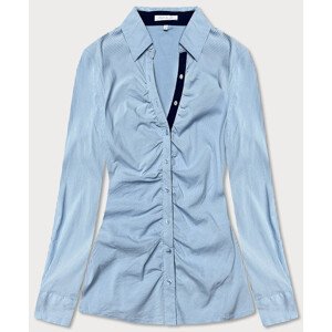 Světle modrá drobně pruhovaná dámská košile (SSY2026) Modrá L (40)