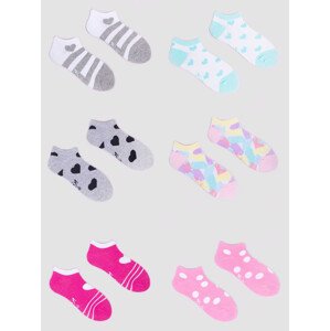 Yoclub Dívčí kotníkové bavlněné ponožky Vzory Barvy 6-Pack SKS-0008G-AA00-004 Multicolour Velikost: 31-34